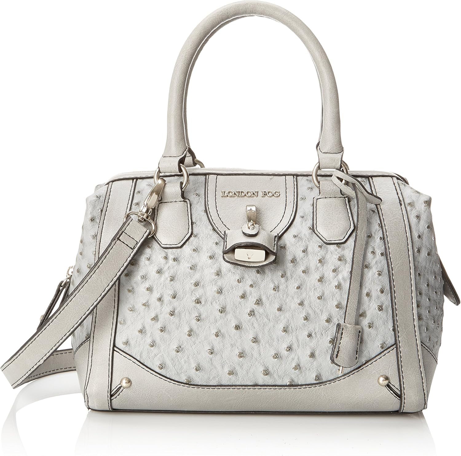 London Fog Lark Mini Satchel Top Handle Bag, Grey Ostrich, One Size