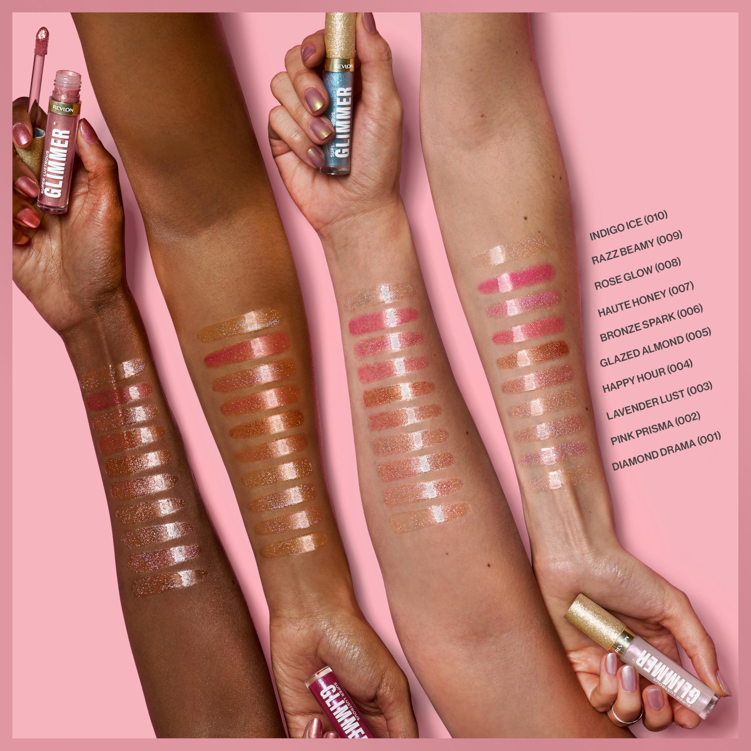 REVLON Super Lustrous Glimmer Gloss, Non-Sticky Lip Gloss, High-Shine Finish, Plant-Based Glitter, 003 Lavender Lust, 0.13 fl oz