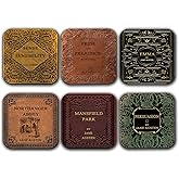 6 Coasters with Complete Novels of Jane Austen Six Coffee Mug Coasters with Complete Novels of Jane Austen's Book Designs. (Book Title)