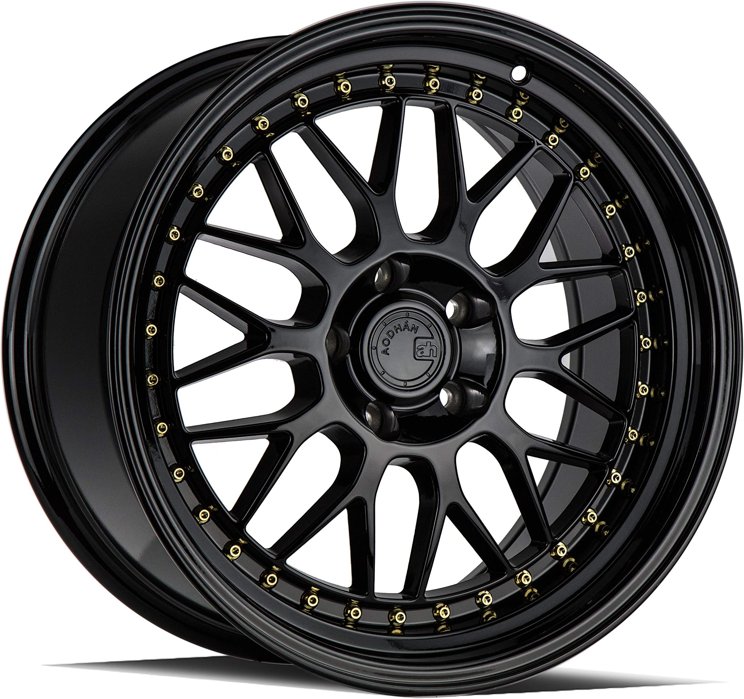 AodHan AH02 Wheel - Full Black (Gold Rivet): 18x9.5 Wheel Size; 5x100 Lug Pattern; 73.1mm Hug Bore; 30mm Off Set.