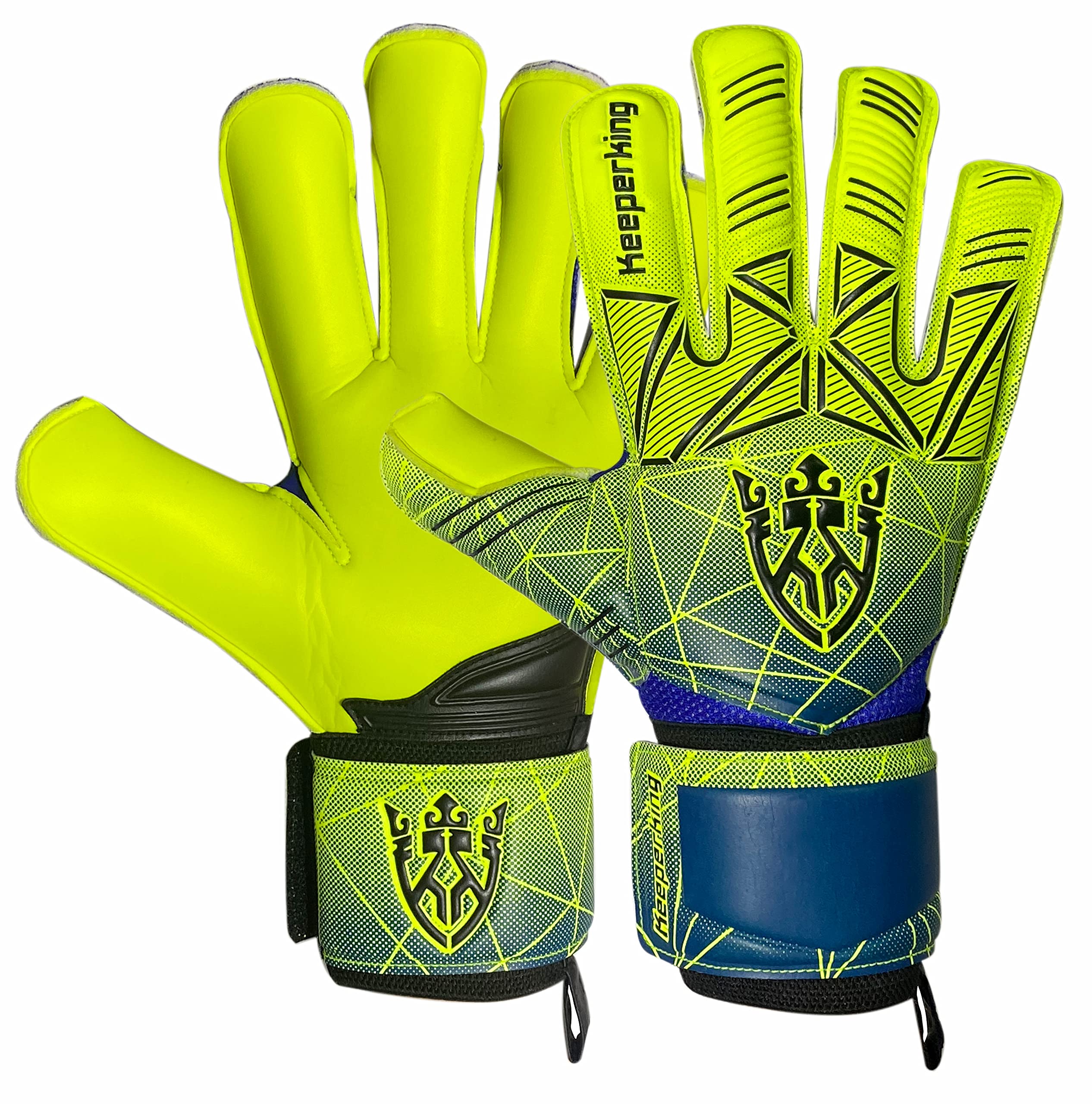 Keeperking Unisex Goalkeeper Football Gloves for Adults, Children, Teenagers with and without Finger Protection, Removable Fingersave, 4 mm (6, Yellow)