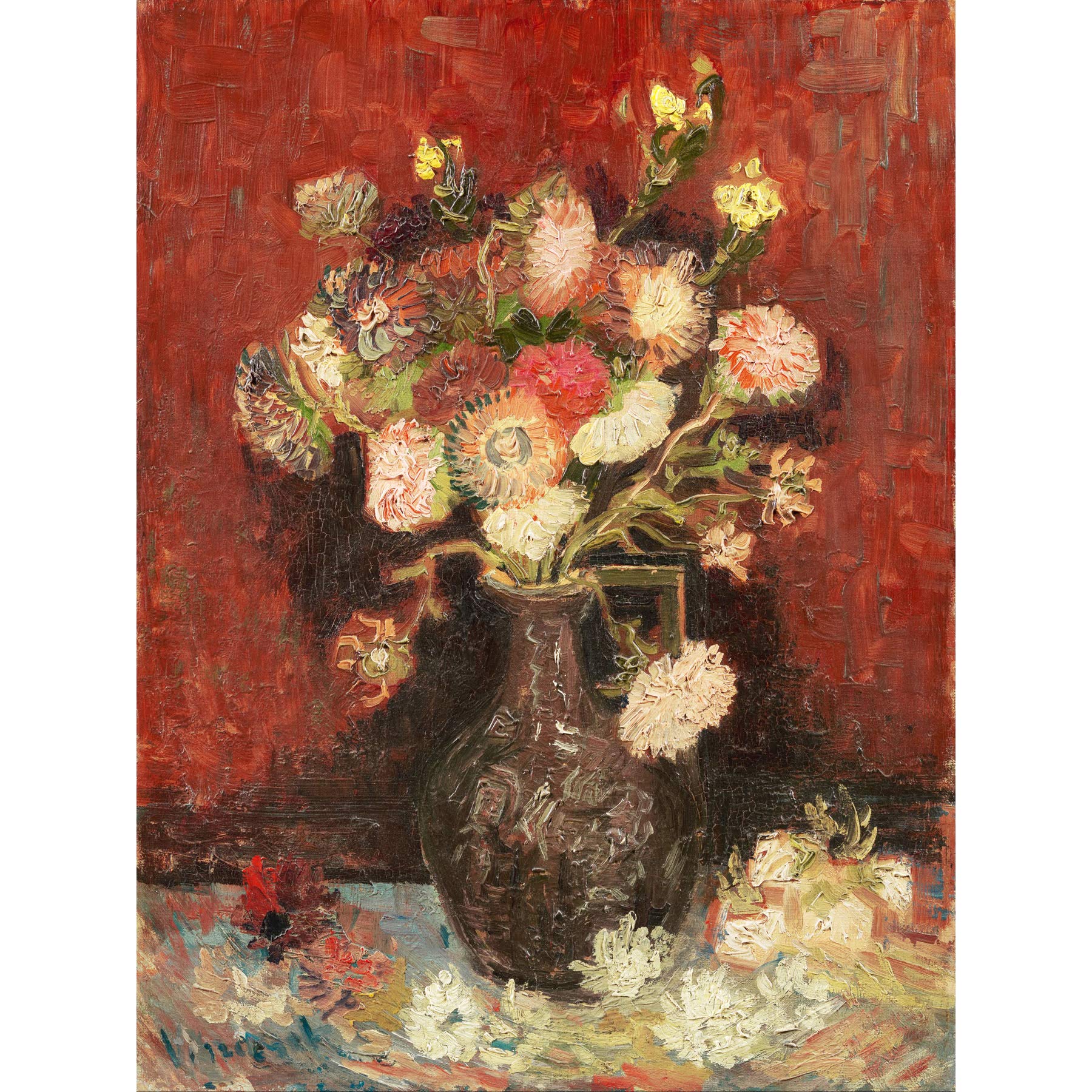 Vincent Van Gogh Vase With Chinese Asters And Gladioli Large Wall Art Print Canvas Premium Poster Mural