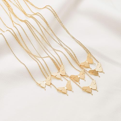 MEVECCO Gold Dainty Initial Necklace 18K Gold Plated Butterfly