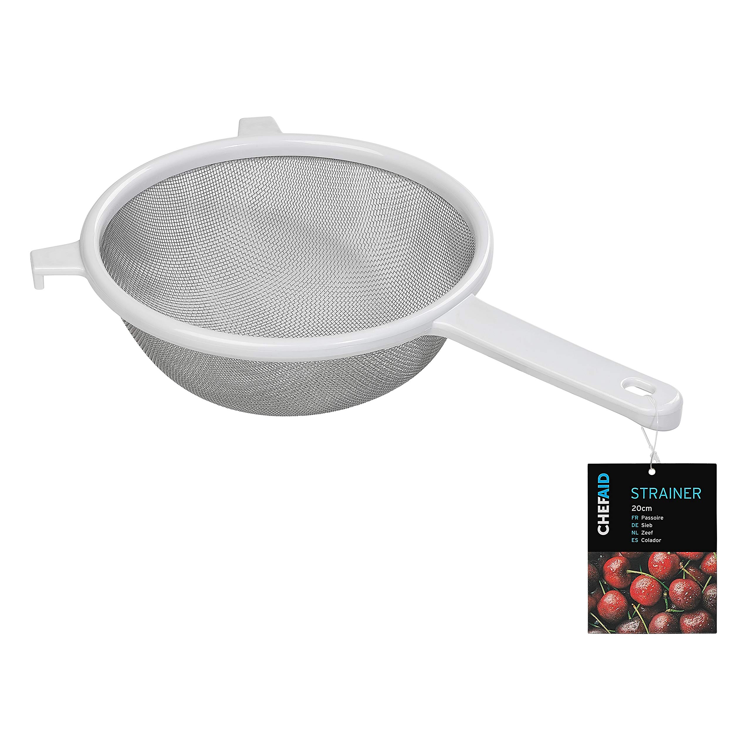 Chef Aid 20cm Strainer with Stainless Steel Mesh, Large Kitchen Strainer for Tea, Herbs, Spices, and Cooking, Handwash Recommended