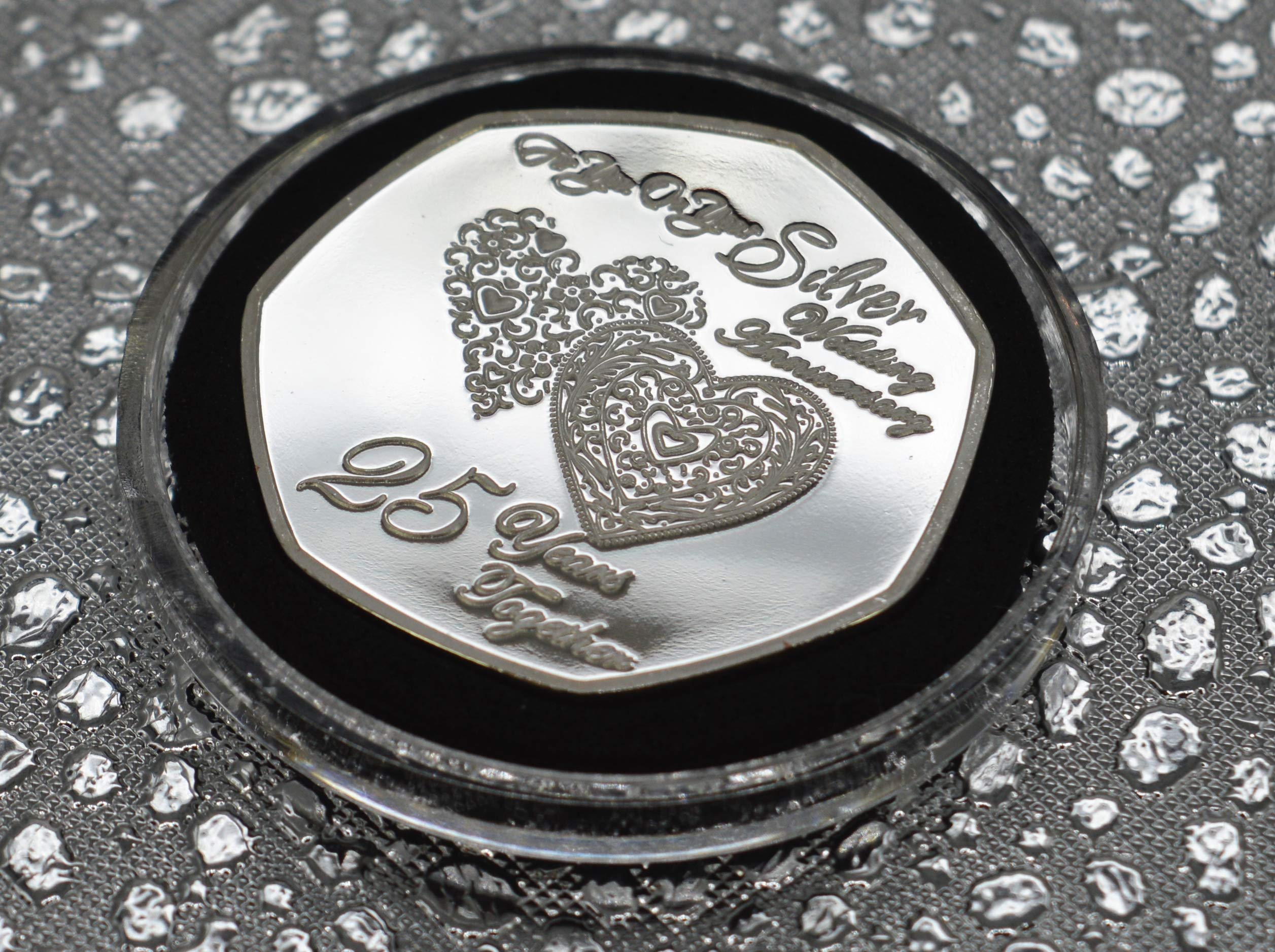 The Commemorative Coin Company 25th SILVER WEDDING ANNIVERSARY Fine Silver Commemorative in capsule. Gift/Present. 25 Years Together