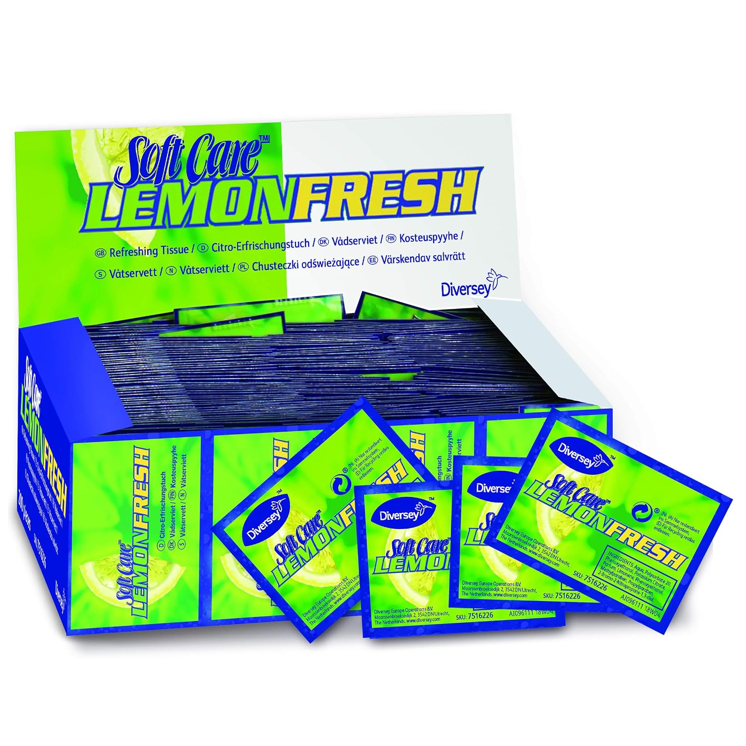 Diversey 7516226 Soft Care Lemon Fresh Hand Hygiene Wipes for Cleaning Hands