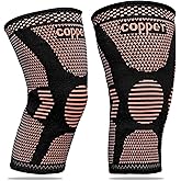 Pro Highlight Sports Copper Knee Braces for Women and Men 2 Pack, Knee Compression Sleeve for Knee Pain, Arthritis, Workout Sports Knee Support for Running, Meniscus Tear, ACL & Arthritis Pain Relief (Copper, Large)