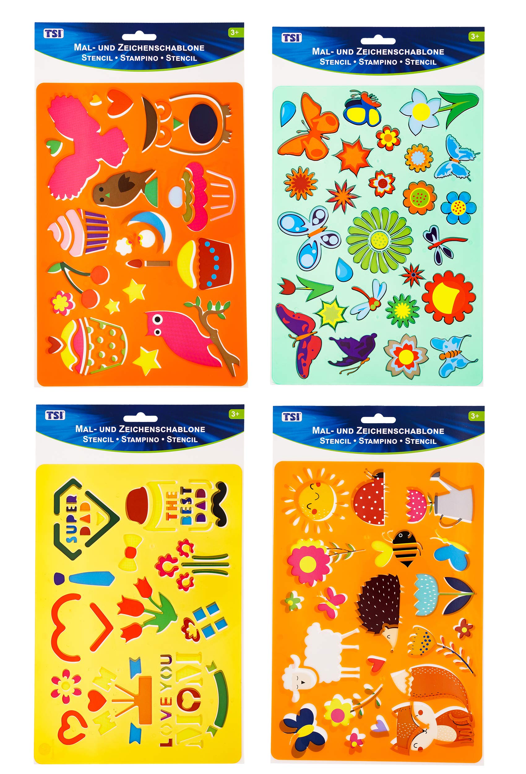 TSI 46434-A Painting Stencil, Plastic, Colourful, 26 x 18 cm, 4 Stencils