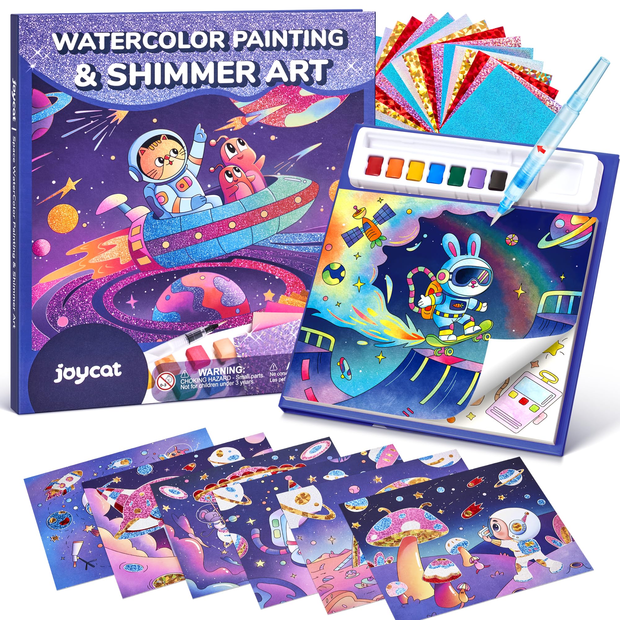 JoyCat Paint with Water Coloring Books, Art & Craft Activity, No Mess Art for Kids Ages 4-8, Craft Kits & Supplies, DIY Creative Activity, Presents for Girls & Boys (Space)