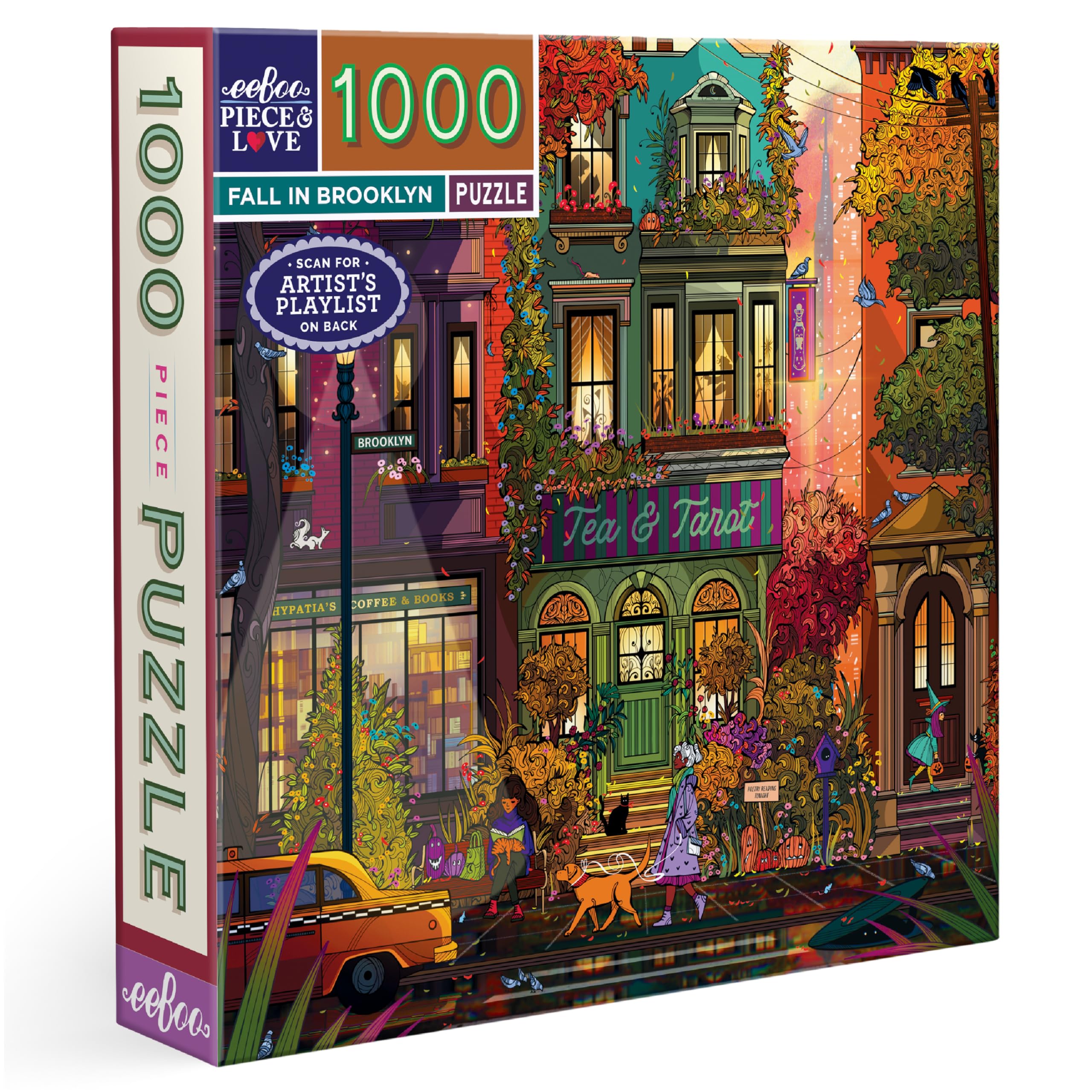 eeBoo 1000 Piece Puzzle - Fall in Brooklyn Jigsaw Puzzle for Adults, Square 23" x 23" Made with Recycled Board & Vegetable-Based Ink Image