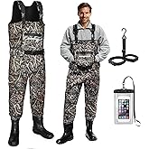 wasserflux Fishing Waders for Men, Waterproof 4mm Neoprene Hunting Waders, 8mm Reinforced Knees, 800G Insulation Bootfoot