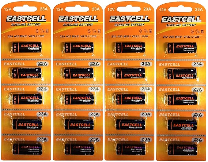 EASTCELL 20 x 23A 12V (4 Blistercards a 5 Batterien) Quecksilberfreie Alkaline Batterien MN21, 23A, V23GA, L1028, A23 EINWEG 