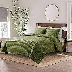 Green Twin Size Quilt Bedding Sets with Pillow
