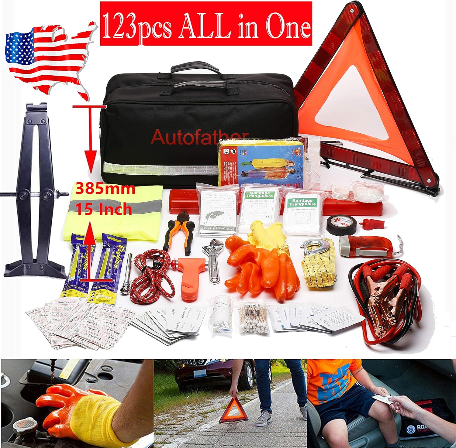 Xinner Emergency Roadside Kit for Car Truck + First Aid Kit