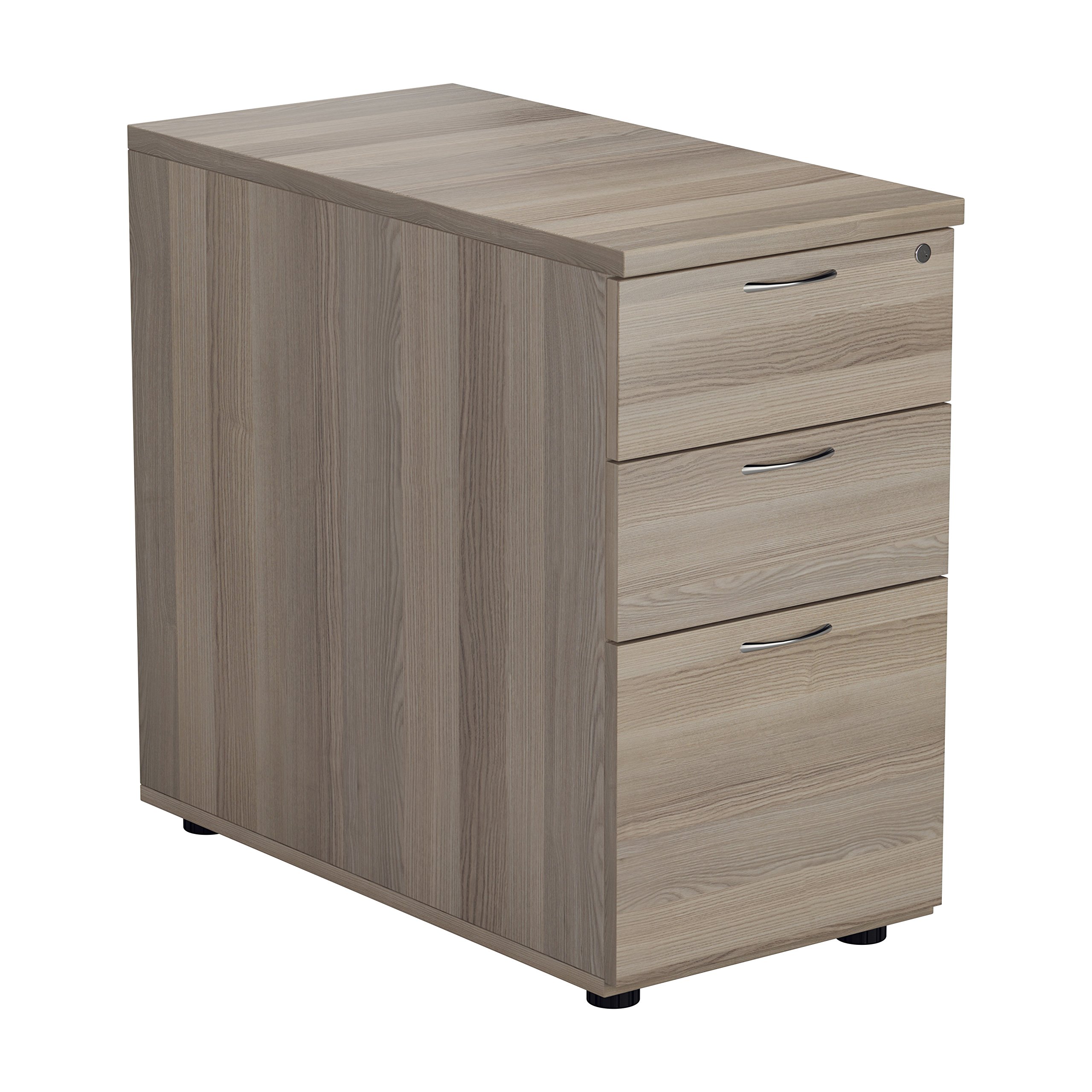 Office Hippo Heavy Duty Pedestal Filing Cabinet, File Cabinet, Office Cabinet, Lockable Filing Cabinet Office Storage, A4/Foolscap - Grey Oak, 3 Drawer