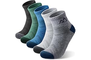 innotree Merino Wool Hiking Socks for Men & Women Quarter Ankle Compression Thick Cushion Breathable Anti Odor Socks, 5 Pairs