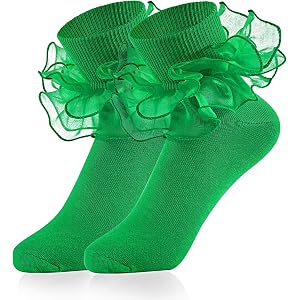 Komorebi Women Ruffle Socks Big Double Lace Socks, Frilly Sock Size 5-11 | 100% soft breathable cotton,elastic cuffs,80s retr