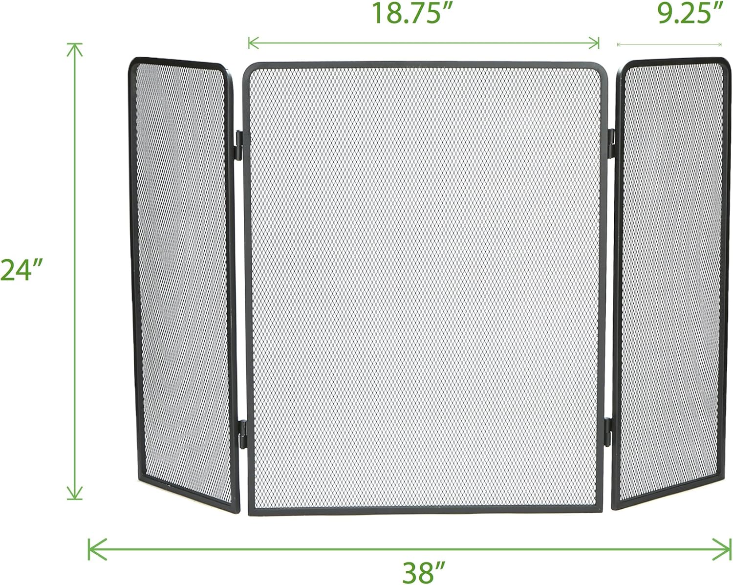 Mind Reader FIRESCREEN-BLK 3 Panel Fire Place Screen Door Panel with Double Bar Black Finish, Black: Home & Kitchen