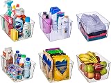 Amtido Clear Plastic Storage Bins 6 Pack Fridge Pantry Organization view 2