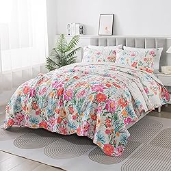 HoneiLife Quilt Sets King Size - Floral Bedspreads