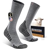 Fiducom Merino Wool Work Boot Socks for Men Warm Cushioned Crew Socks Moisture-Wicking for Heavy Duty Long Shifts