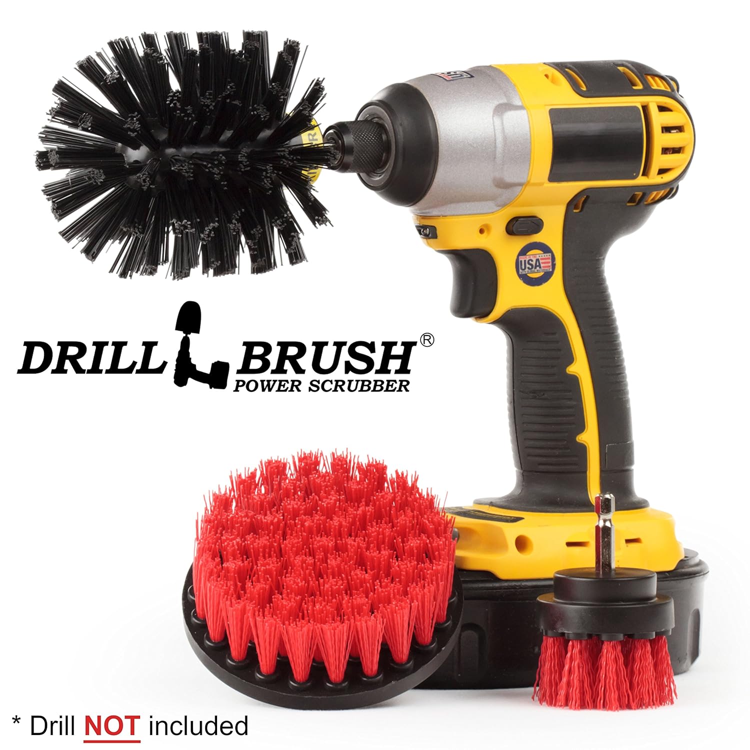 Nylon Stiff Scrub Brush Attachment for Electric Battery Rechargeable Handheld Drills