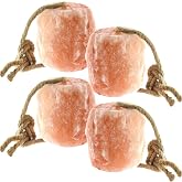 UMAID Himalayan Salt Lick 6 lbs. on Rope for Horses, Deer, Goats, Cow, Sheep, Cattle, Alpacas, and Livestock &ndash; Mineral Horse Treats, Natural Himalayan Rock Salt Block for Deer and Horses, 4 Pack