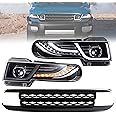 VLAND LED Headlight Assembly Fit for 2007-2015 Toyota FJ Cruiser 1st Gen with Sequential Turn Signal, Plug-and-play, Black Bumper
