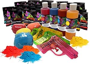 Chameleon Colors Holi Color Powder Party Box, 36-Piece Color Party Kit