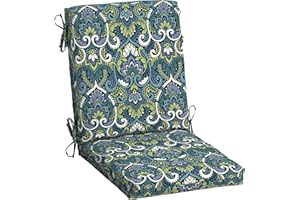 ARDEN SELECTIONS ARDEN Outdoor Dining Chair Cushion, 20 in x 20 in, Weather-Proof, Rain-Proof, Fade Resistant Patio Cushion for Patio, Dining, or Rocking Chairs 20 x 20, Sapphire Aurora Blue Damask