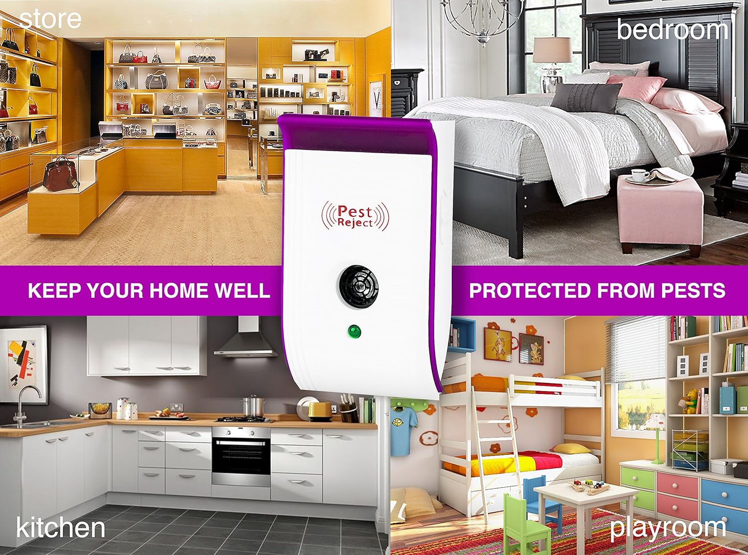 Ultrasónica electrónica repelente de plagas enchufe interior en ...