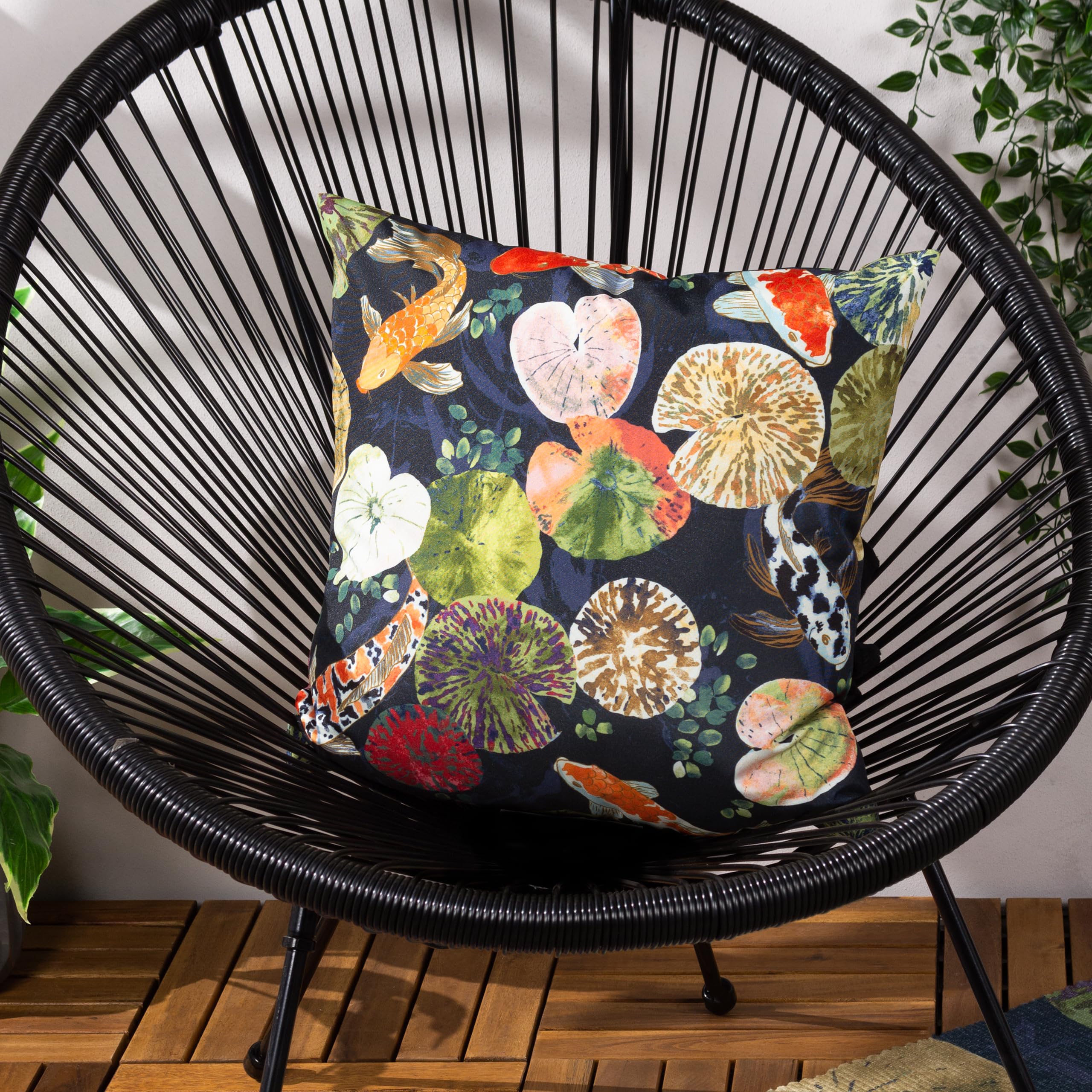 Paoletti Koi Pond Outdoor Cushion Cover, Blue, 43 x 43 cm — image 1