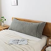 Household 100% Jersey Cotton Body Size Pillowcase 20”x30” - Light Weight, Comfortable, Super Soft Pillow Case with Envelope Closure (Dark Green and Grey Striped, Body Size Pillowcase)