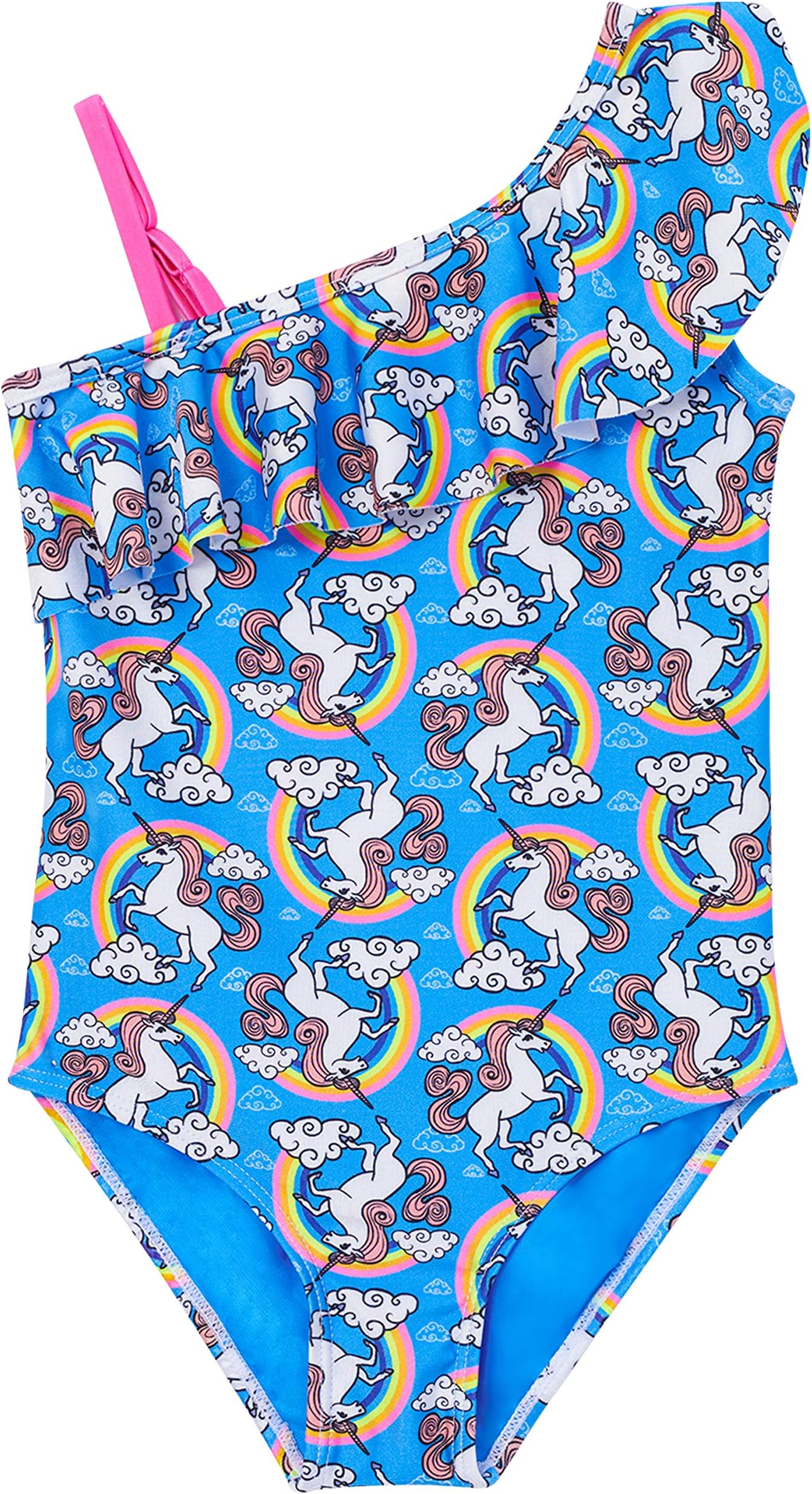 IKALI Girls One Piece Swimwear, Floral Ruffle Tropical Swimsuit, Beach Bathing Suit for Toddler