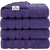 American Soft Linen Luxury 4 Piece Bath Towel Set, 600 GSM 100% Cotton Turkish Bath Towels for Bathroom, 27x54 in Extra Large Bathroom Shower Towels, Purple