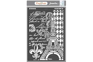 CrafTreat Eiffel Tower Stencils for Painting on Wood, Canvas, Paper, Fabric Wall and Tile - Eiffel Tower Script - Size: A4 (8.3 x 11.7 Inch) - Reusable DIY Art and Craft Stencils for Mixed Media Art