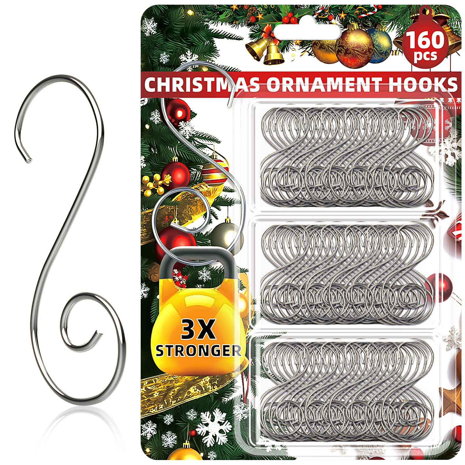 Photo 1 of ***FACTORY SEALED*** 160 Pcs Christmas Ornament Hooks Silver S-Shaped Hangers with Storage Box Christmas Tree Hooks for Ornaments, Xmas Ornament Hangers for Tree Decoration