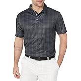 PGA Tour Mens Printed Plaid Short Sleeve Golf Polo Shirt