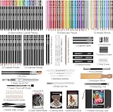 HIFORNY 136 Pcs Drawing Set Pro Art Supplies Pencils Sketchbook Case Black view 2