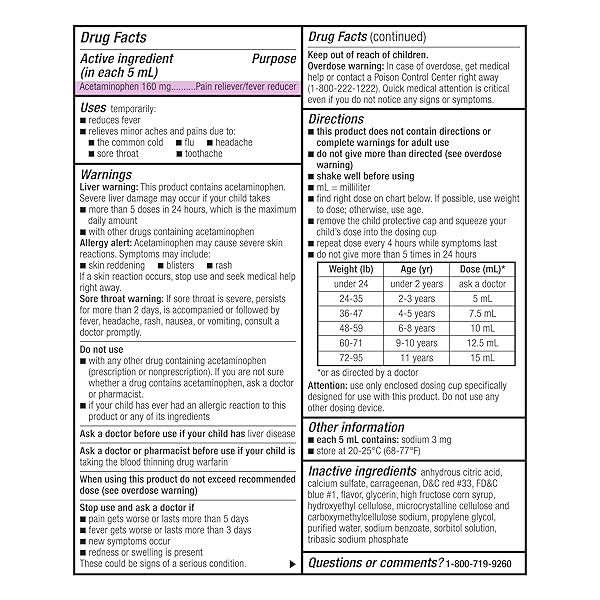 AMAZON BASIC CARE CHILDREN’S ACETAMINOPHEN 160 MG PER 5 ML ORAL SUSPENSION, GRAPE FLAVOR, PAIN RELIEVER AND FEVER REDUCER, 4 FL OZ