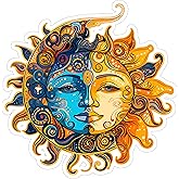 Sun and Moon Sticker 4 Inch Celestial Boho Astrology - Waterproof Vinyl Decal for Laptop Water Bottle Car Tumbler - Durable Funny Aesthetic Long-Lasting Stickers for Adults ID44990
