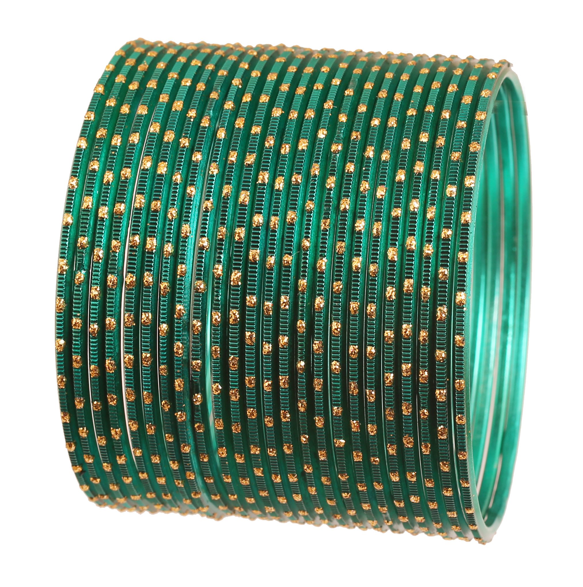 Touchstone NEW Colorful 2 Dozen Bangle Collection Indian Bollywood Alloy Metal Textured Teal Green Designer Jewelry Special Large Size Bangle Bracelets Set of 24 in Antique Gold Tone for Women