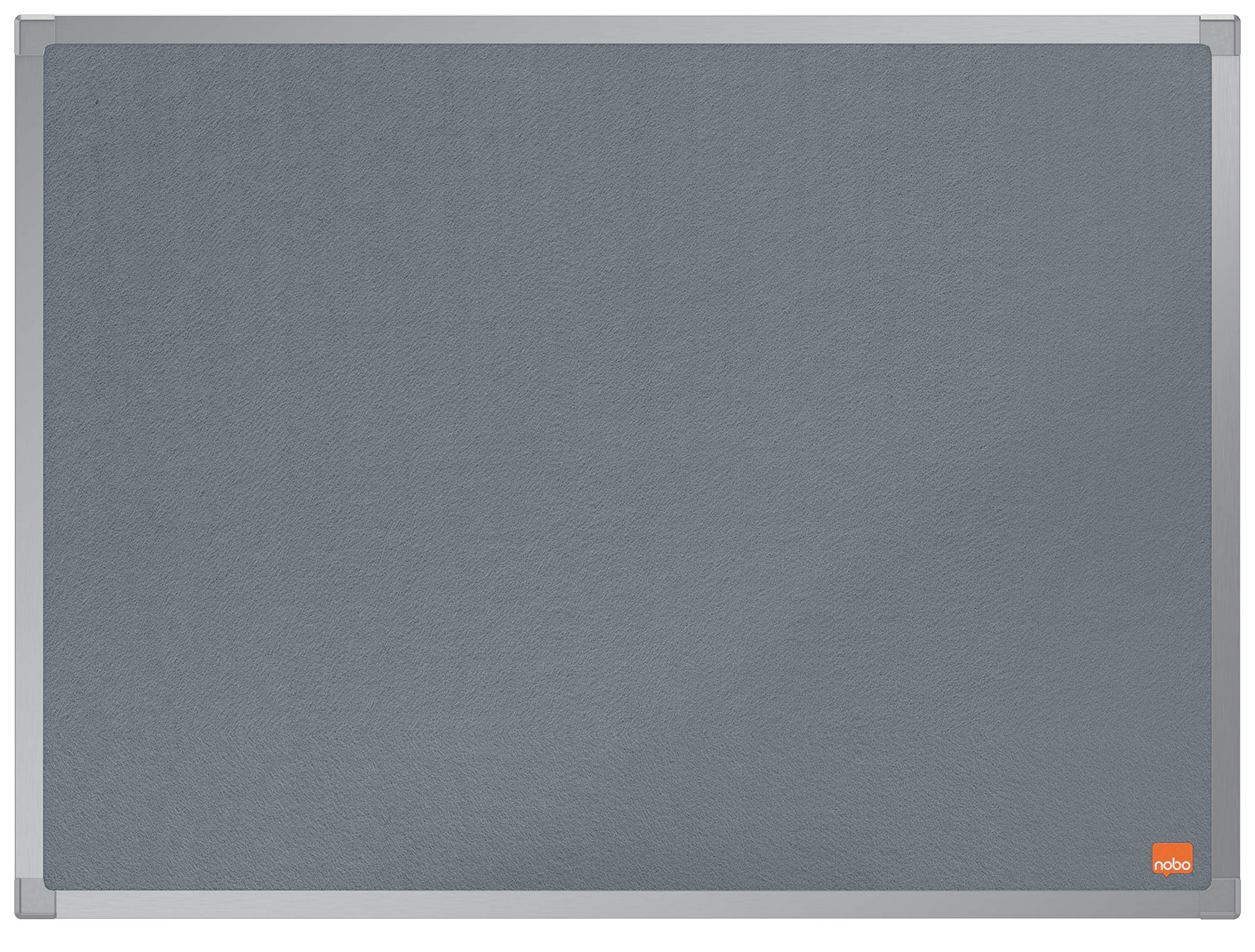 Nobo Felt Noticeboard, 600 x 450 mm, Aluminium Trim, Corner Wall Mounting, Essence Range, Grey, 1915204
