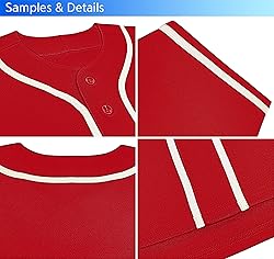 KXK Blank Baseball Jersey for Men Casual Button