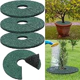 Peryiter 4 Pcs Double Side Rubber Mulch Tree Ring 12 Inch, Heavy Duty Rubber Mulch Mat, Tree Root Protector Mat Reversible Round Root Ring Weed Barrier for Prevent Animal Dig (Green)
