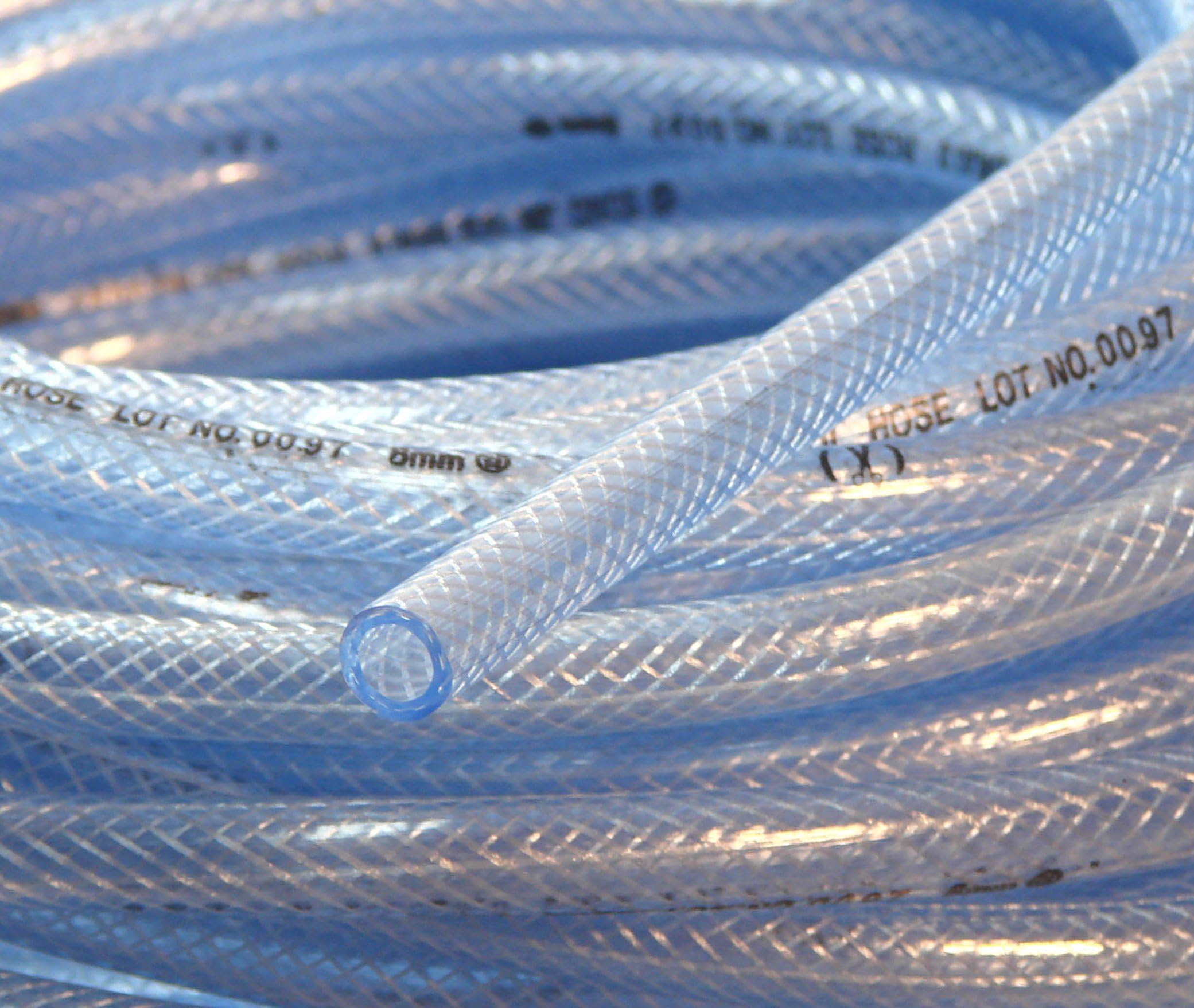 ID 5/8" (16mm) 33 Ft 10 Metre High Pressure Braided PVC Tubing Clear Hose Braid Reinforced Pipe