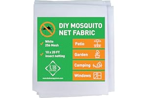 UB-STORE White DIY Mosquito Net Fabric | 10x20 FT Netting | Insect Cover for Garden, Patio, Outdoor & Windows | Multiple Sizes in Black, White & Green | Raised Bed Screen Mesh Barrier
