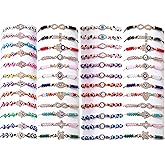 48 Pcs Evil Eye Bracelets Mexican Bracelets Hamsa Bracelet Set Protection Mal De Ojo Bracelets Gold Evil Eye Anklets Jewelry Gift for Women Men