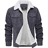 Fuwenni Men's Corduroy Sherpa Lined Warm Jacket Winter Thick Thermal Cargo Jackets Coat