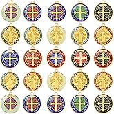 YionZian 10Pcs Colourful Enamel Jesus Cross Saint Benedict Medal Charms Alloy Pendants For DIY Religious Gifts Jewelry Making Bracelet Necklace Bag Decor